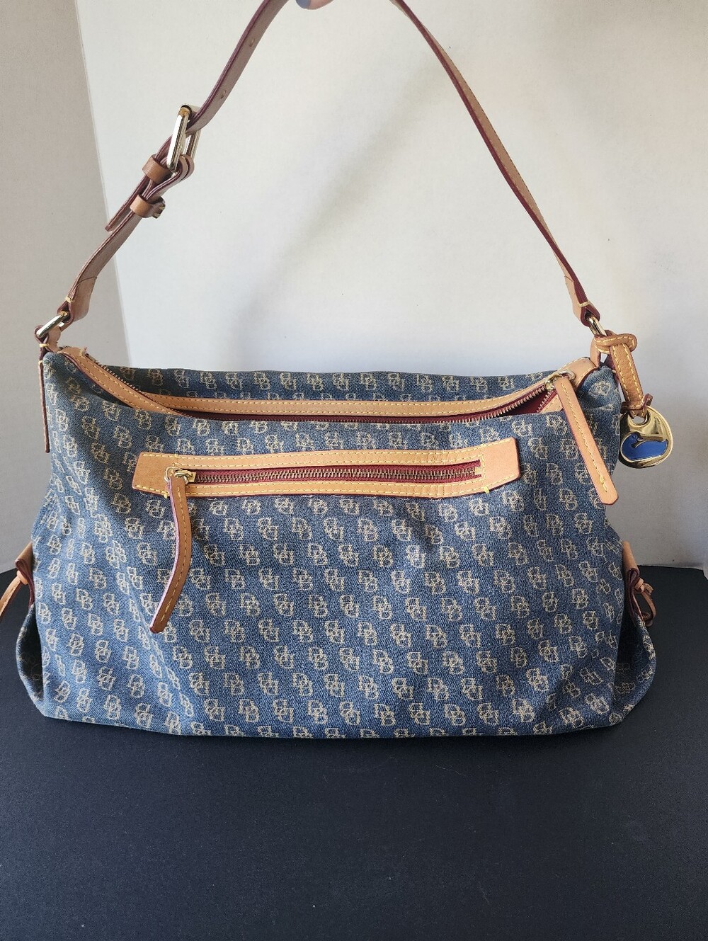 Dooney & Bourke Vintage Denim Signature Mini Monogram Shoulder Bag, EUC
